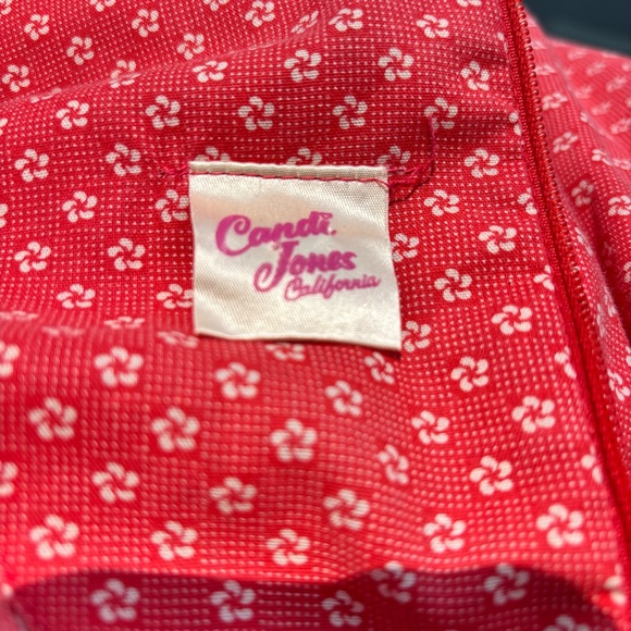 Vintage Candi Jones California Red Floral Print Long Sleeve Dress Ruffles Lace - Picture 9 of 9